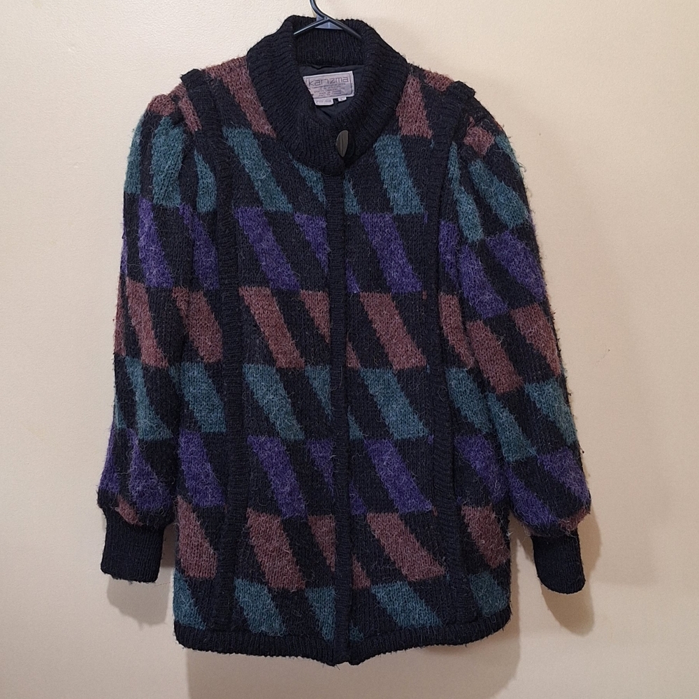 Vintage Karizma Chunky Geometric Zip Up Sweater